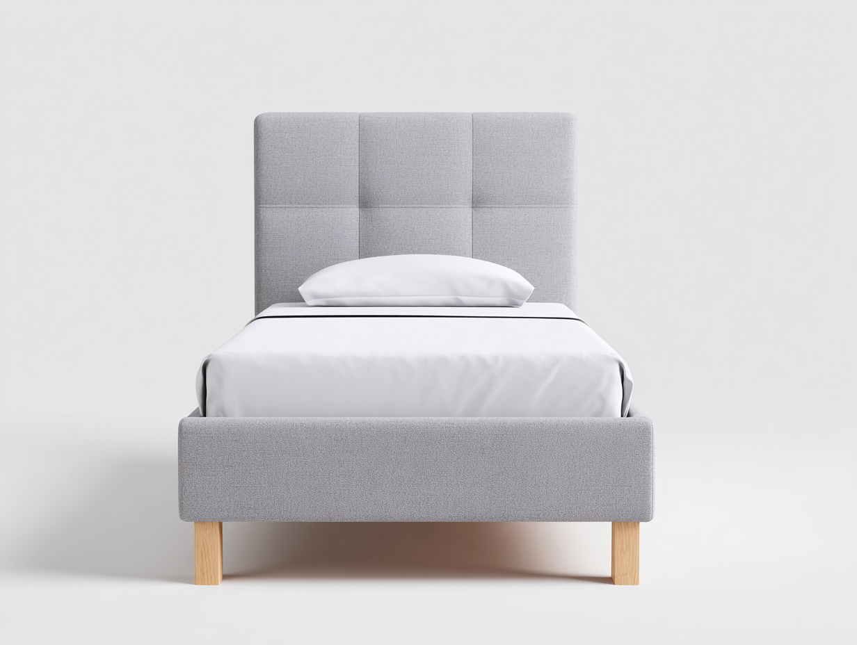 Camas individuales tela 200x90x105 cm gris claro con patas de madera para dormitorio diseño moderno-Dengoyard