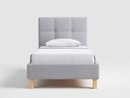 Camas individuales tela 200x90x105 cm gris claro con patas de madera para dormitorio diseño moderno-Dengoyard