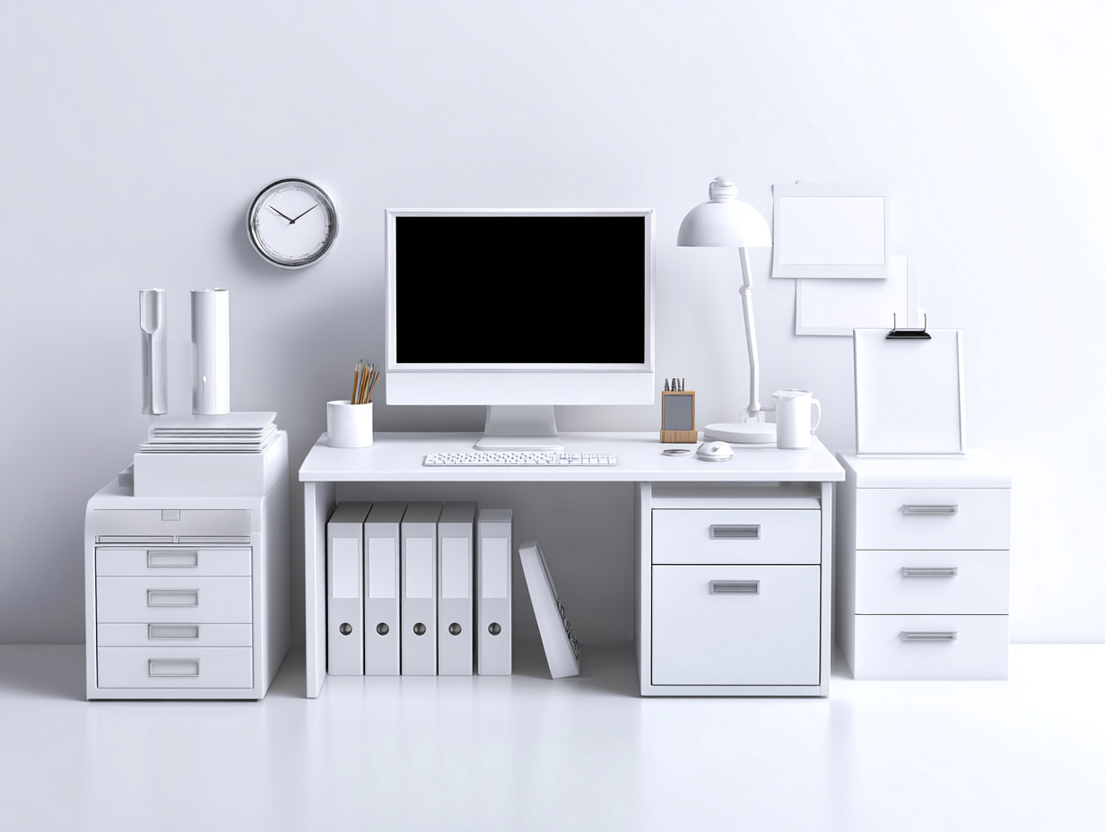 Mesa de oficina madera con cajonera 140x60x75 cm - blanco - para despacho - diseño moderno-Dengoyard