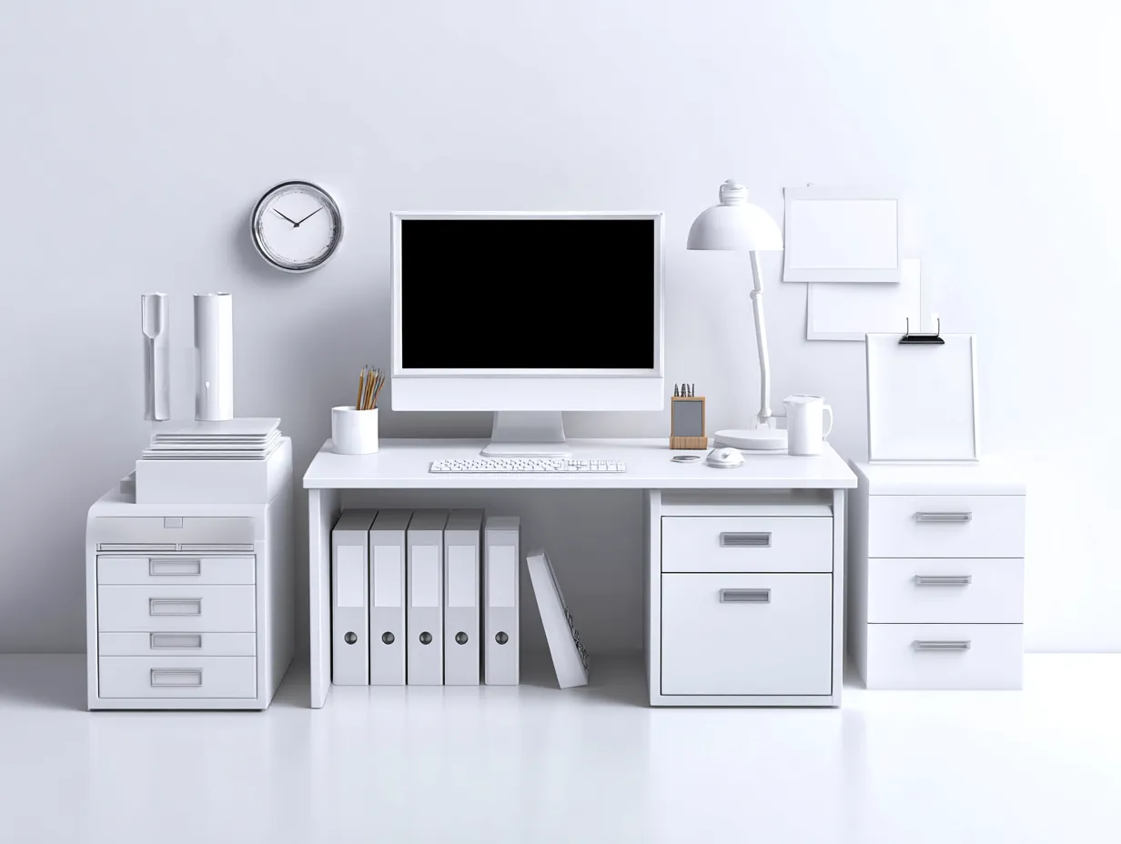 Mesa de oficina madera con cajonera 140x60x75 cm - blanco - para despacho - diseño moderno-Dengoyard