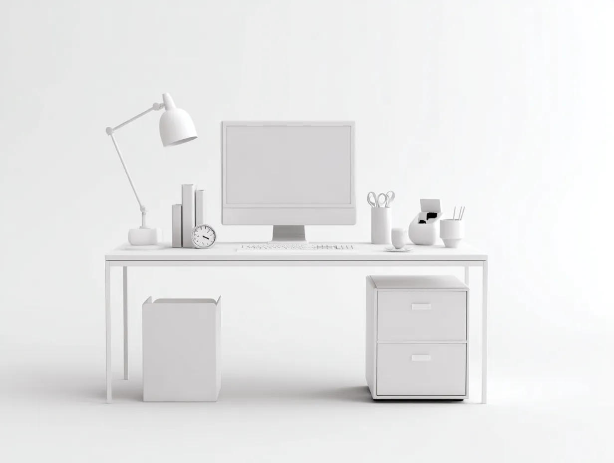 Mesas de oficina con cajonera 120x60x75 cm blanco para despacho - diseño moderno minimalista-Dengoyard