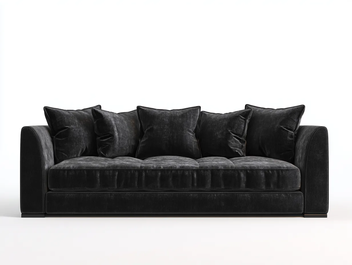 Sofás 3 plazas tela 210x90x85 cm negro elegante salón moderno amplio-Dengoyard