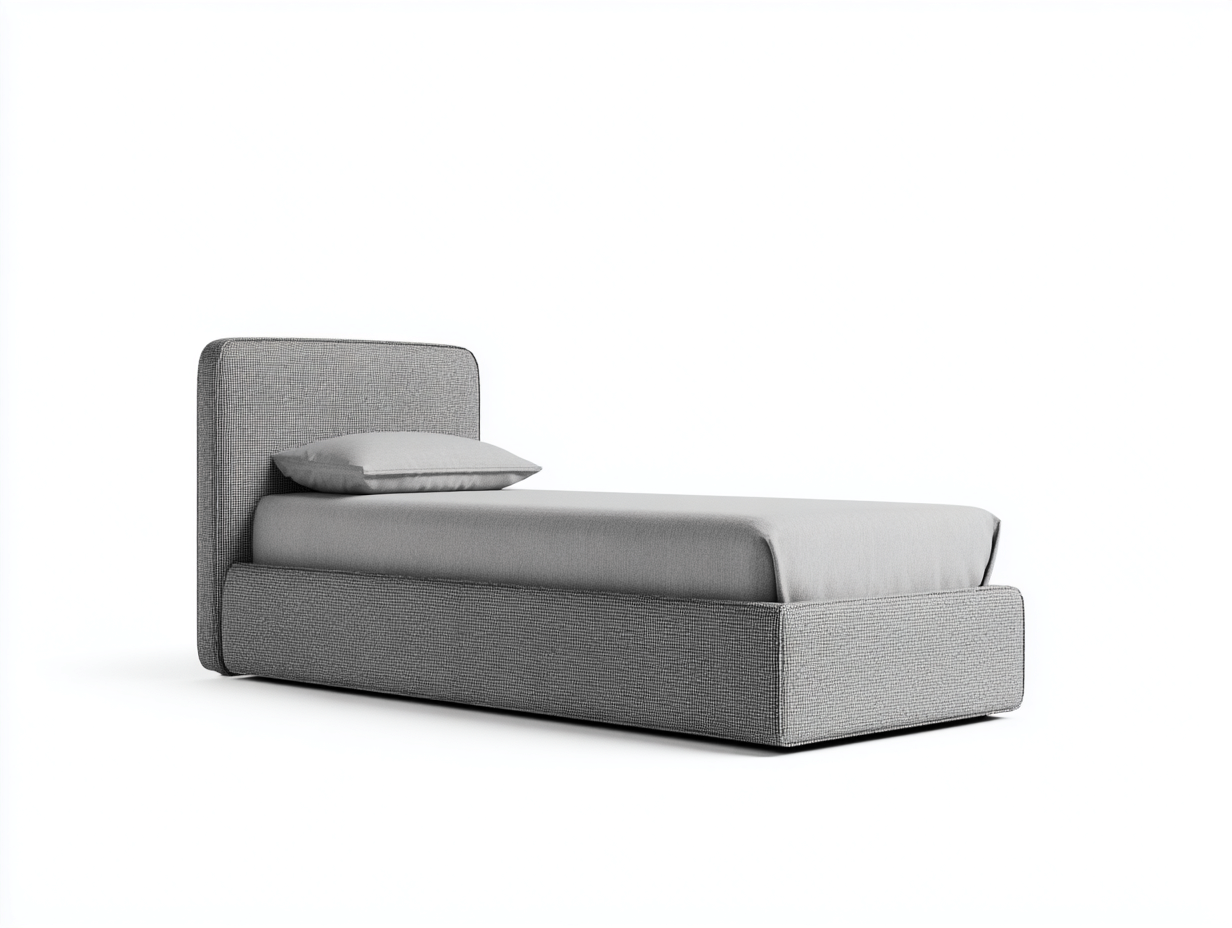 Camas individuales 200x90x95 cm - gris - cama individual tapizada con cabecero - estilo moderno-Dengoyard