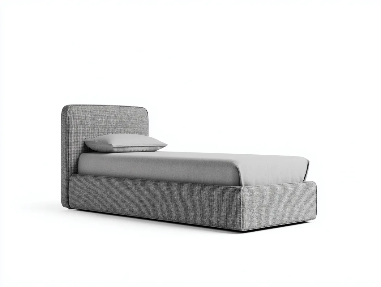 Camas individuales 200x90x95 cm - gris - cama individual tapizada con cabecero - estilo moderno-Dengoyard