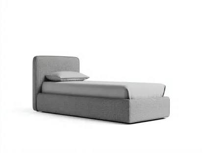 Camas individuales 200x90x95 cm - gris - cama individual tapizada con cabecero - estilo moderno-Dengoyard