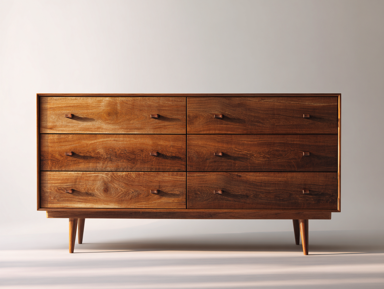 Cómoda madera 155x45x80 cm - marrón - para dormitorio - diseño retro-Dengoyard