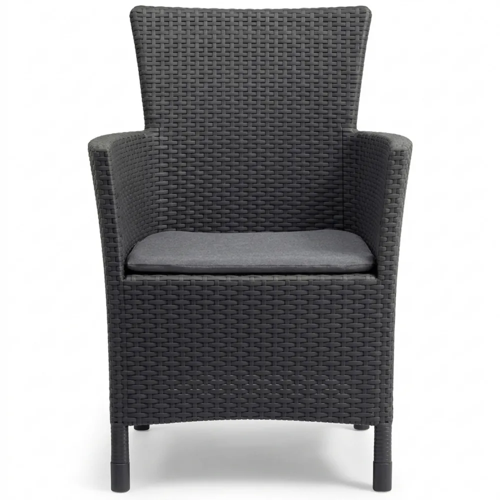 Wetterfester Gartensessel mit Kissen, Rattanoptik, UV-beständig