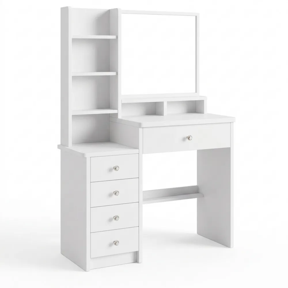 Moderner Schminktisch mit LED-Spiegel und Stauraum