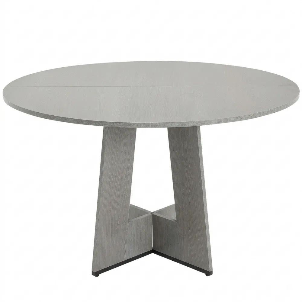 Runder Holztisch für 2-4 Personen, rustikale Optik, belastbar bis 90 kg, ideal für Küche und Wohnzimmer, Grau-Glowiho