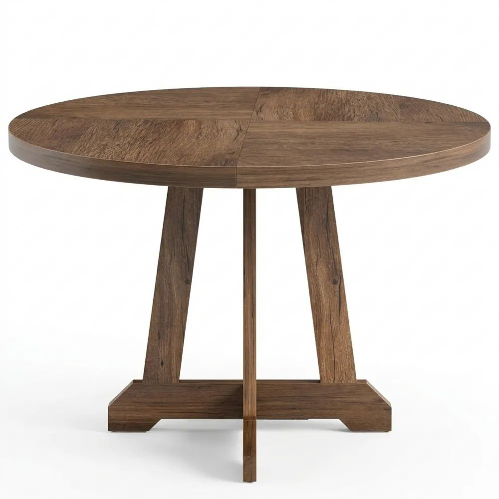 Runder Esstisch für 4-6 Personen, Bauernhausstil, robuster Holzboden-Glowiho