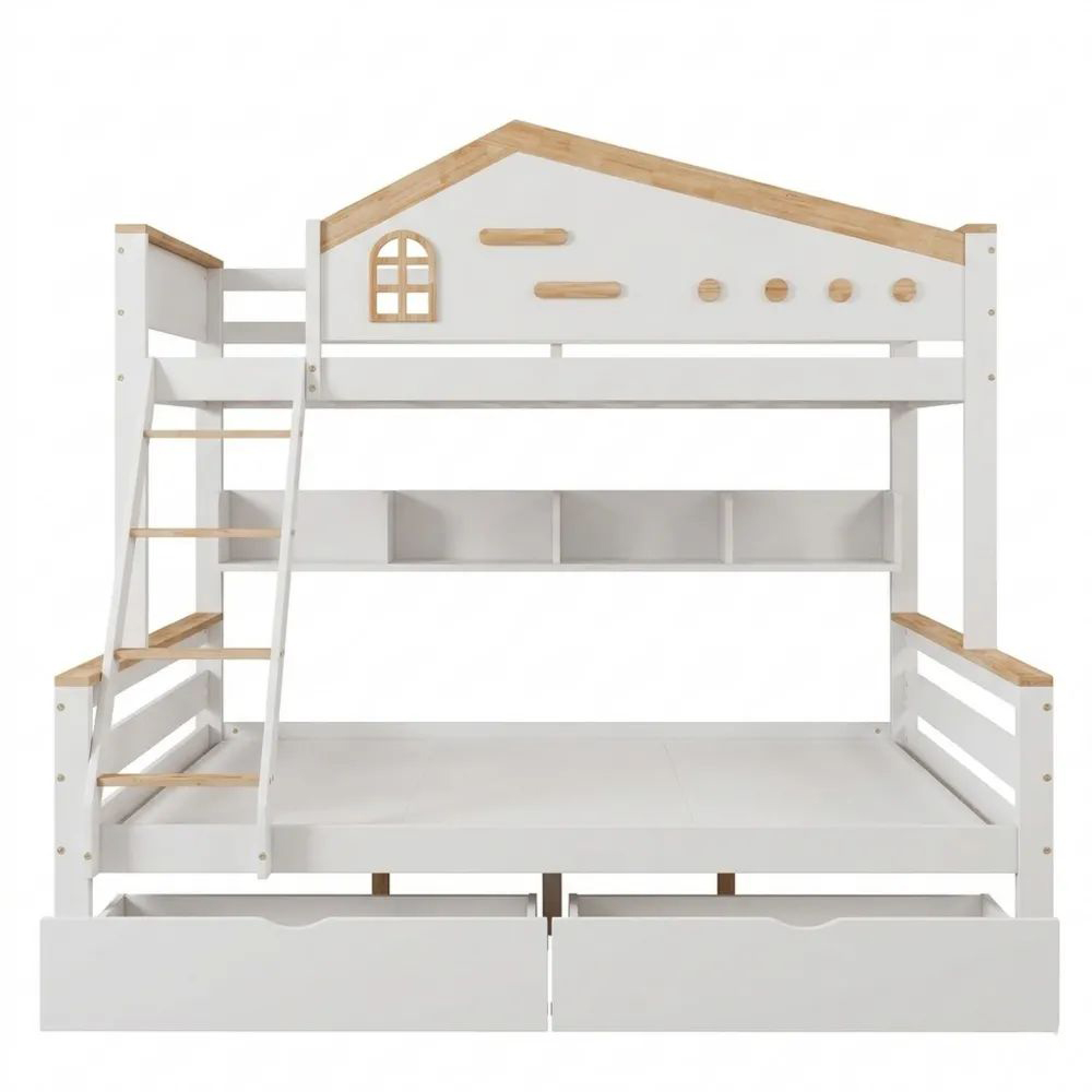 Hochbett für 2-3 Kinder mit Leiter und Stauraum-Glowiho