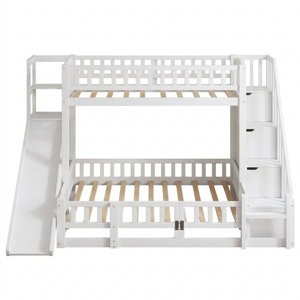 Hochbett für Kinder mit Rutsche und Stauraum-Glowiho