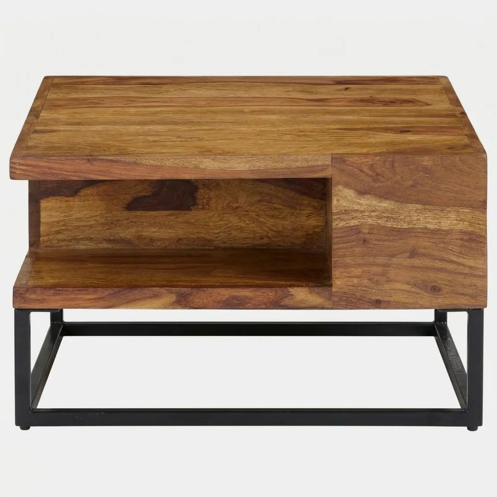 Moderner Couchtisch Massivholz mit Stauraum 60x60x34,5 cm-Glowiho