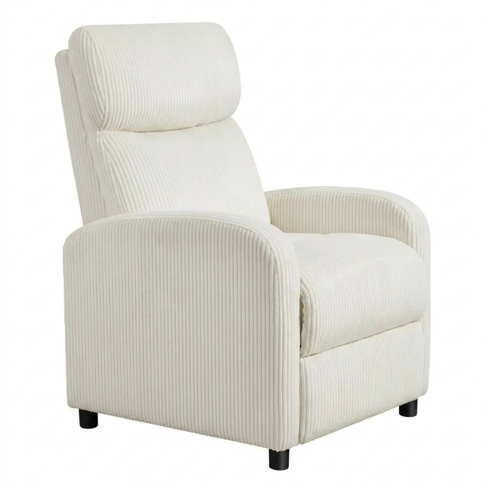 Bequemer Relaxsessel mit Verstellbarer Beinablage, Cordstoff Beige-Glowiho