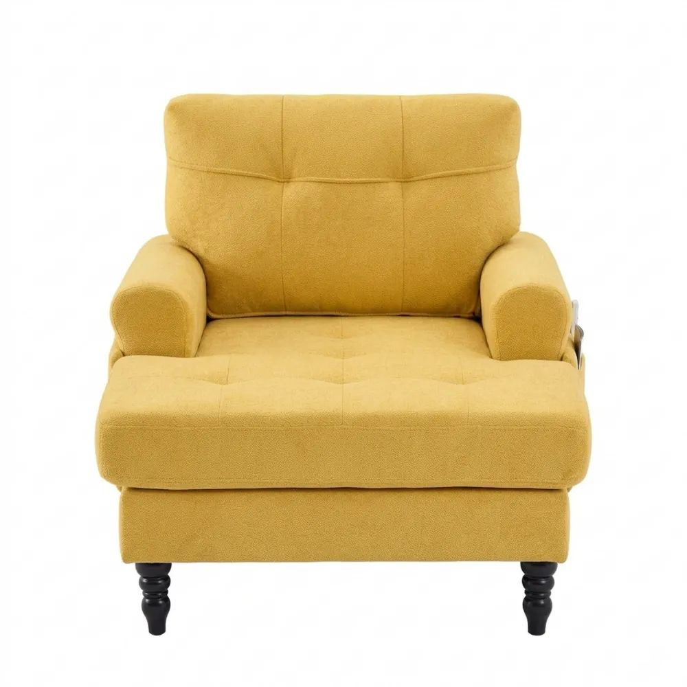 Bequemer Chenille Relaxsessel für Wohn- und Schlafzimmer in Gelb-Glowiho