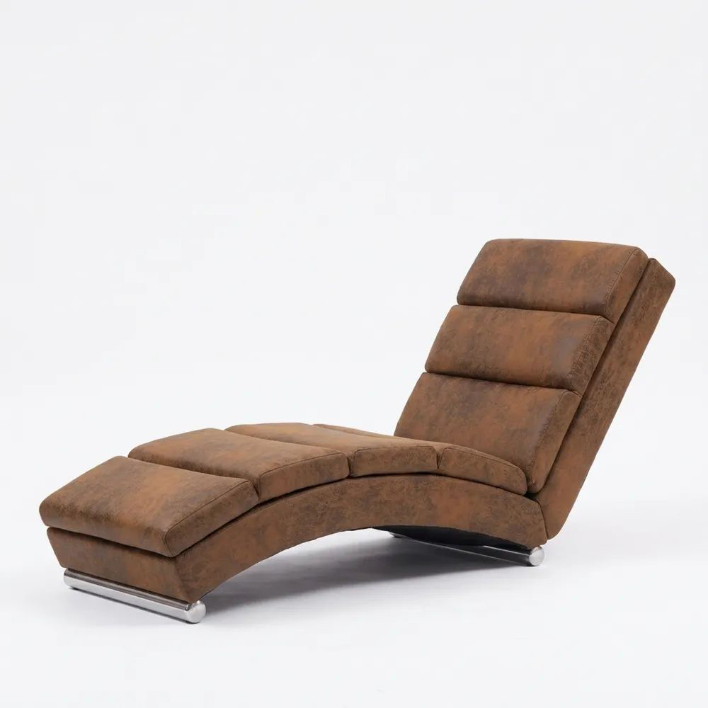 Komfortable Relaxliege in Wildleder-Optik, Braun-Glowiho