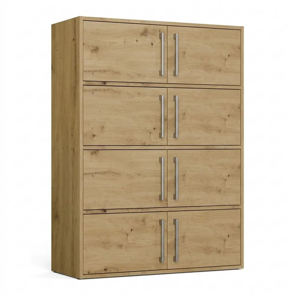 Hochschrank mit 4 Türen und Einlegeböden - Modernes Design für Wohnzimmer, Schlafzimmer, Flur und Büro-Glowiho