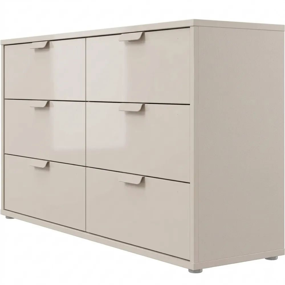 Moderne Kommode mit 3 Schubladen in Kaschmir Beige, für Schlafzimmer und Wohnzimmer, 154,5 x 83,1 x 34,9 cm-Glowiho
