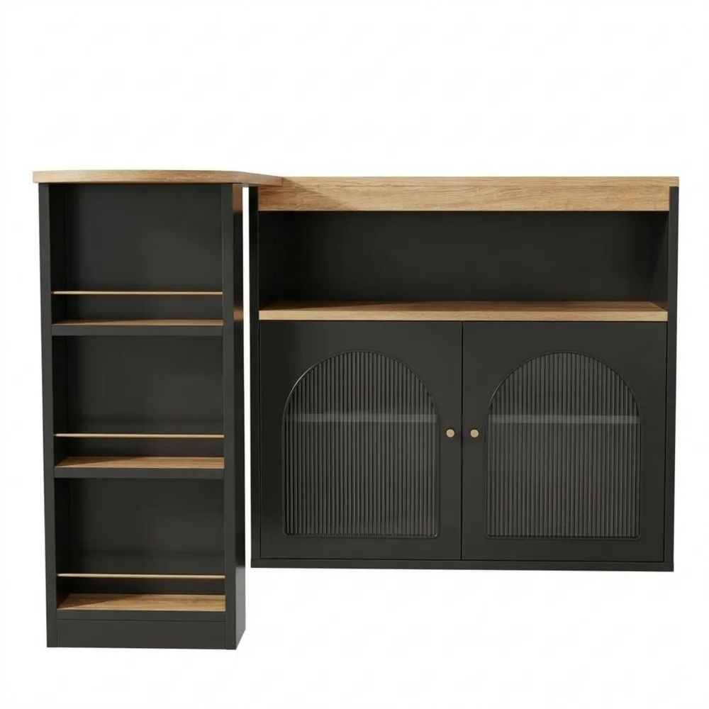 Verlängerbarer Bartisch mit Stauraum und einstellbarer LED-Beleuchtung-Calmtran