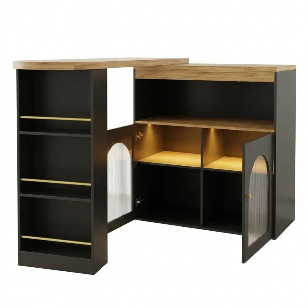 Moderner Bartisch mit Stauraum und LED-Beleuchtung für Esszimmer-Calmtran