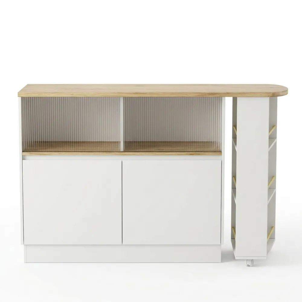 Verstellbarer Bartisch mit 360° Drehung und Ablageflächen, ideal für Esszimmer oder Küche, 90x45x100 cm, Weiß-Calmtran