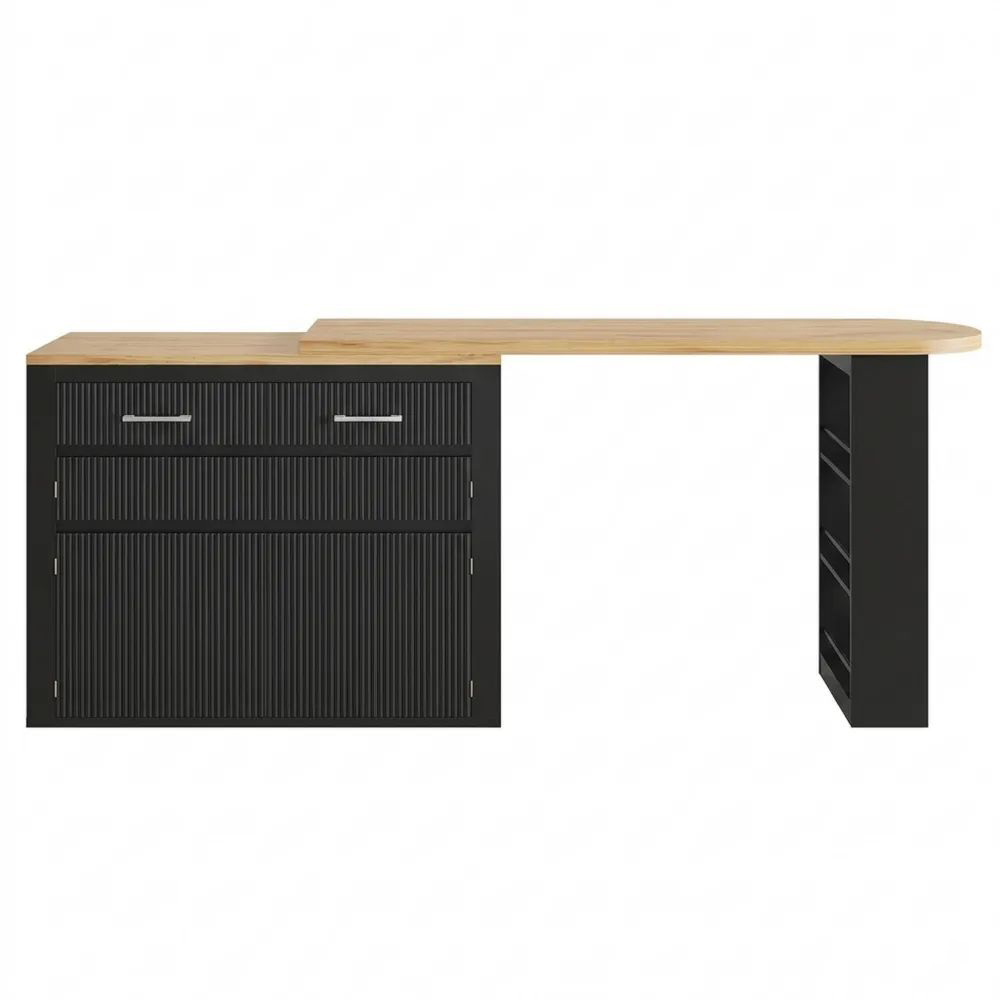 Moderner ausziehbarer Bartisch mit Stauraum und Regalen-Calmtran