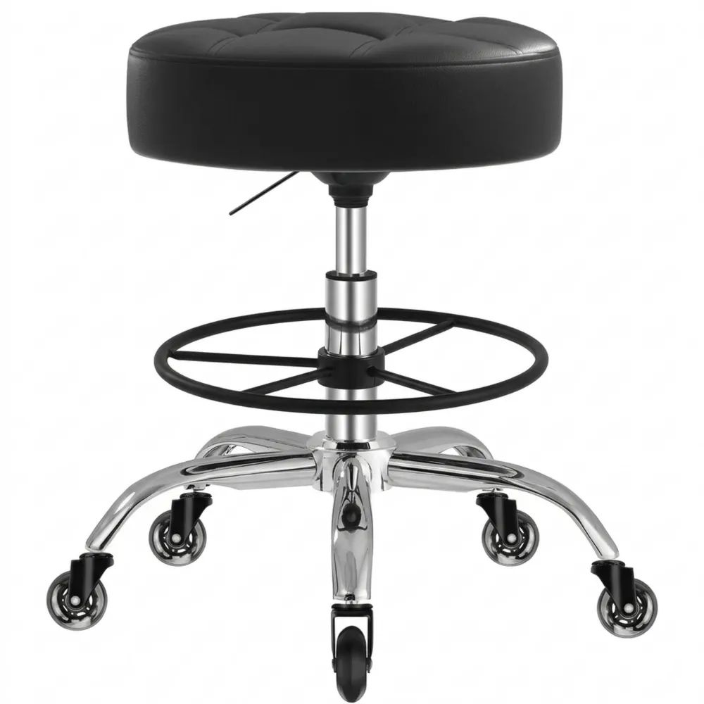 Höhenverstellbarer Rollhocker mit 360° Rollen und Schaumstoffpolster-Calmtran