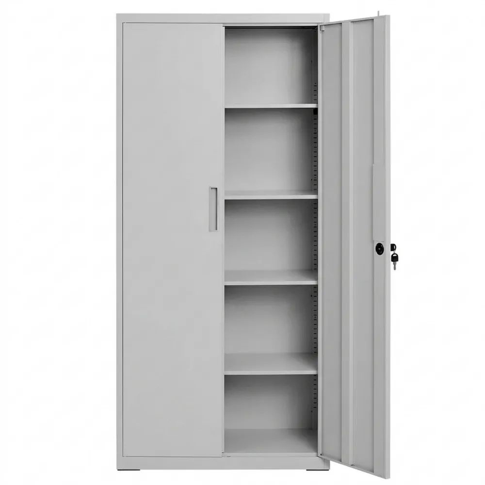 Stahl-Aufbewahrungsschrank mit Schloss und verstellbaren Ablagen für Büro und Garage-Calmtran