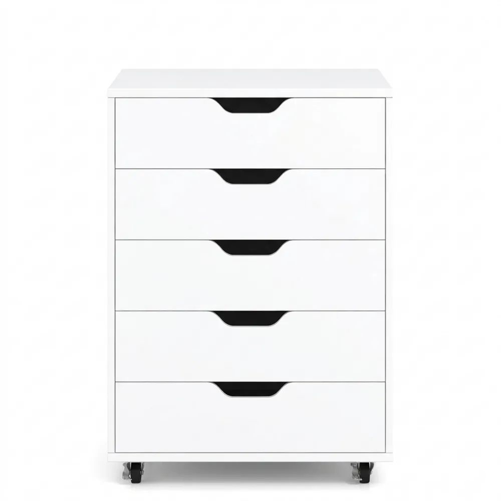 Mobiler Schubladenschrank mit Rädern für Büro, Akten und Drucker in Weiß, 49x42x66cm-Calmtran