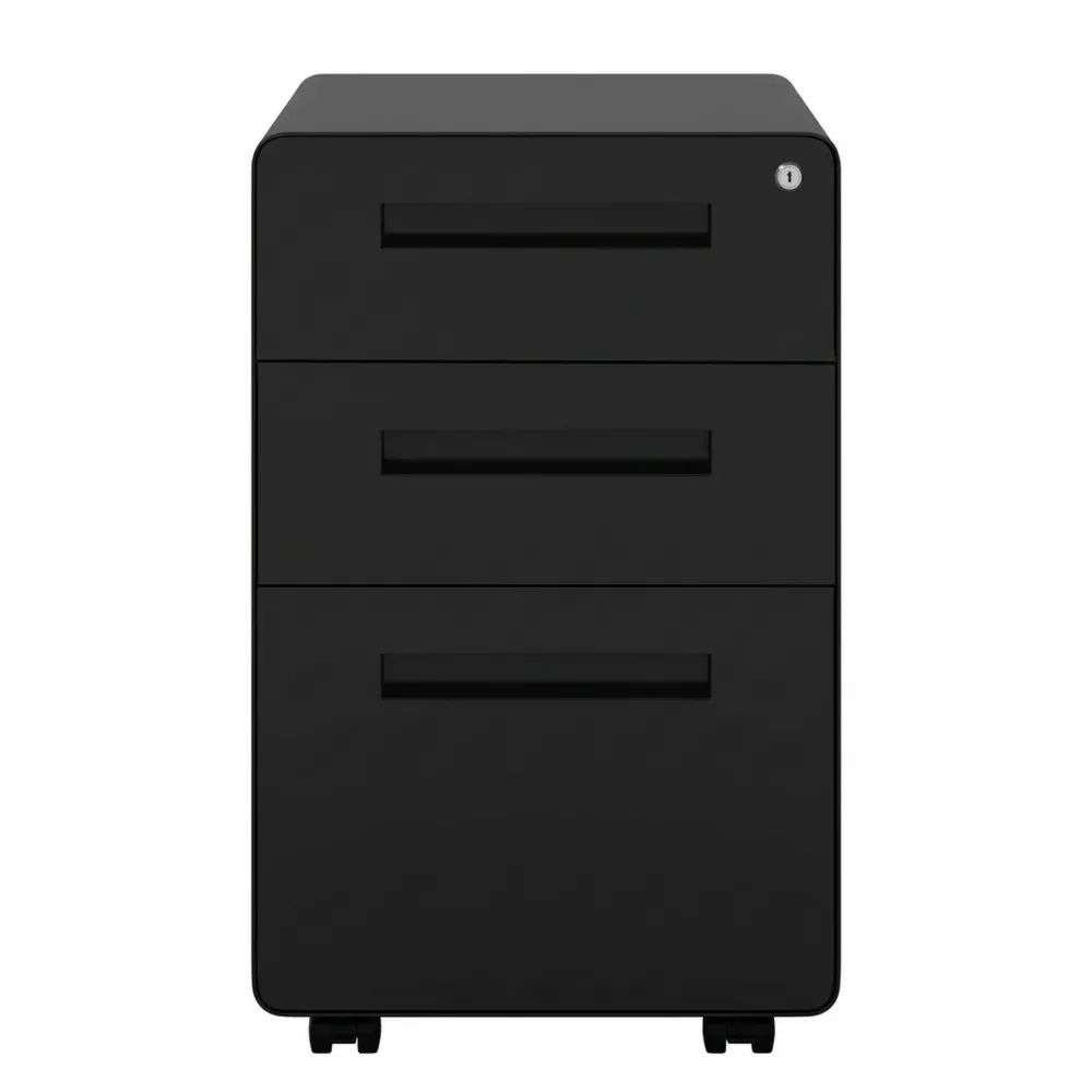 Rollcontainer mit Hängeregistratur und abschließbaren Schubladen, schwarz-Calmtran