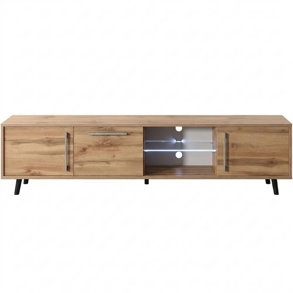 TV-Lowboard in Wotan Eiche mit LED-Beleuchtung 175 cm-Calmtran