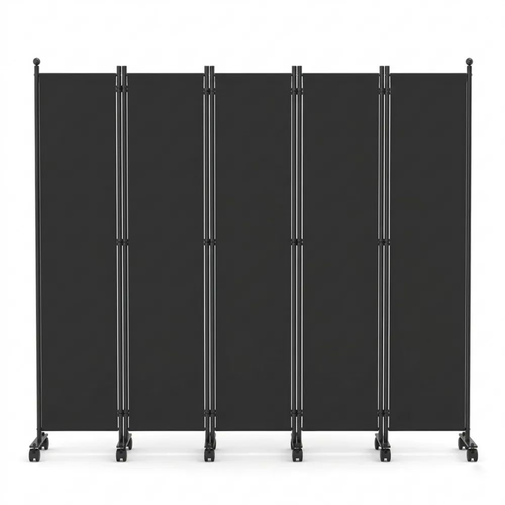 Faltbarer Raumteiler auf Rollen, 5-teilig, 284x181x30cm, Sichtschutz für Balkon-Calmtran