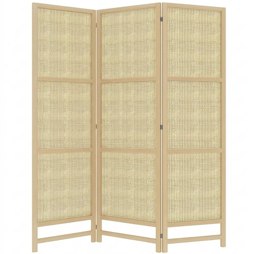 Faltbarer 3-teiliger Raumteiler aus Rattan für Wohnzimmer-Calmtran