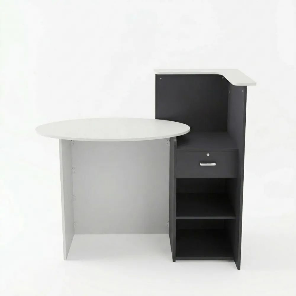 Moderne Empfangstheke in Weiß und Schwarz, MDF, 40x121x110cm-Homexalt