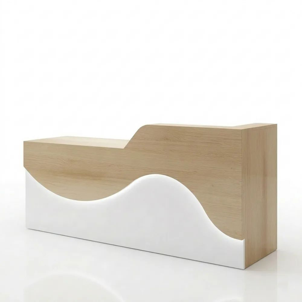 Moderne Empfangstheke mit Beleuchtung, für Büro oder Praxis, Holzdesign, 120 cm-Homexalt