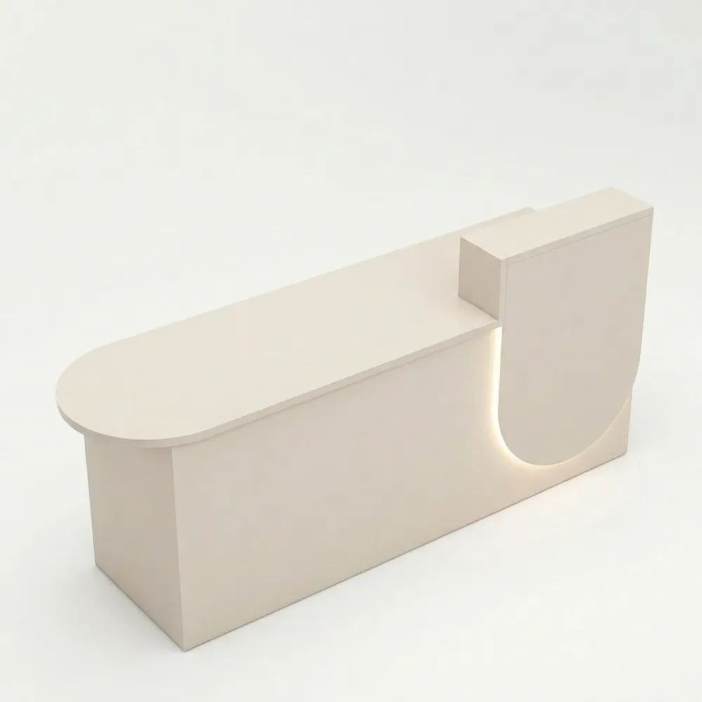 Moderne Empfangstheke mit Beleuchtung für kleine Unternehmen, Beige, 1m-Homexalt