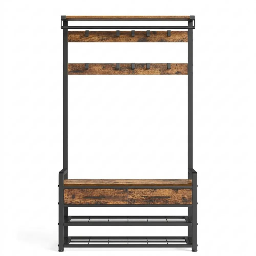 Multifunktionaler Garderobenständer mit Schuhbank und Haken-Homexalt