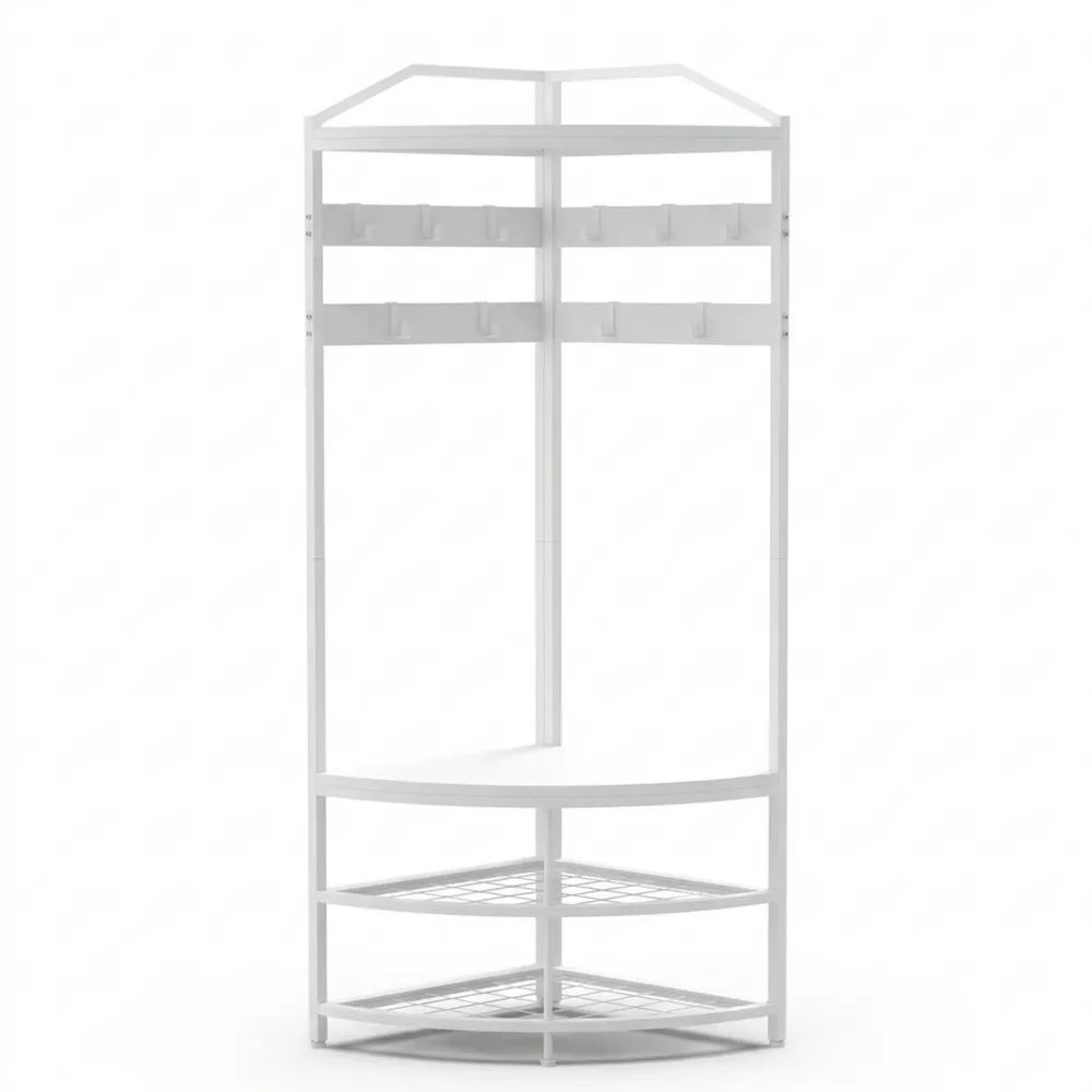 Freistehender Kleiderständer mit 12 Haken und Regal für Flur und Wohnzimmer-Homexalt