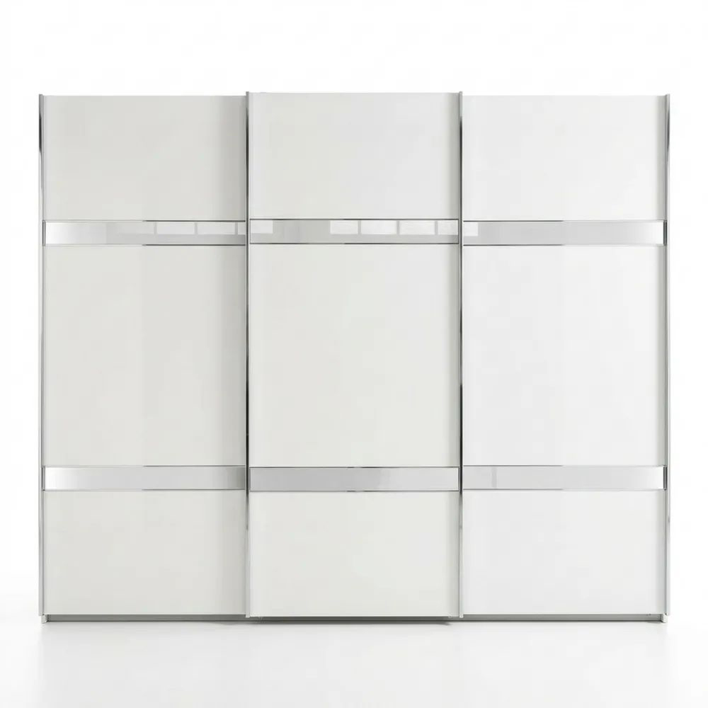 Großer Schwebetürenschrank für Schlafzimmer, weiß, 300 cm breit-Homexalt