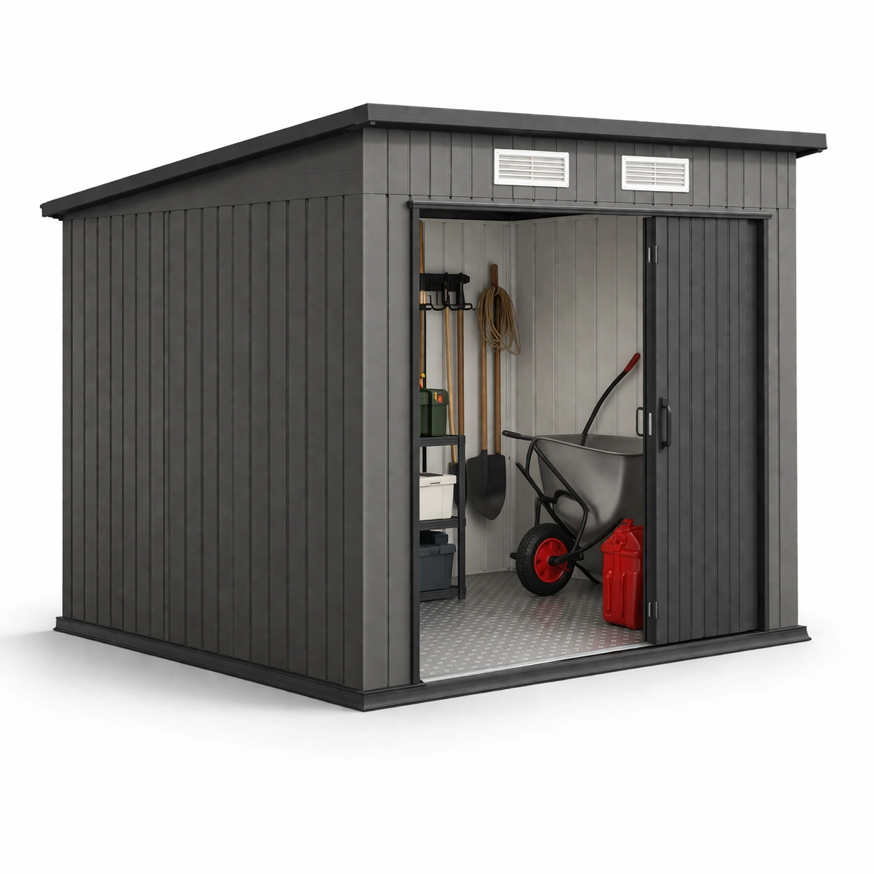 Gartengeraeteschuppen Metall Grau Modern