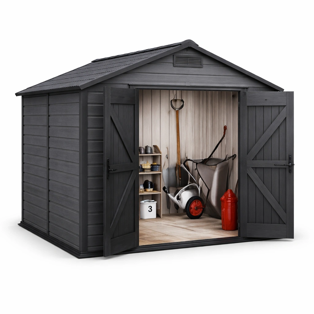 Gartenschuppen Holz Dunkelgrau Klassisch