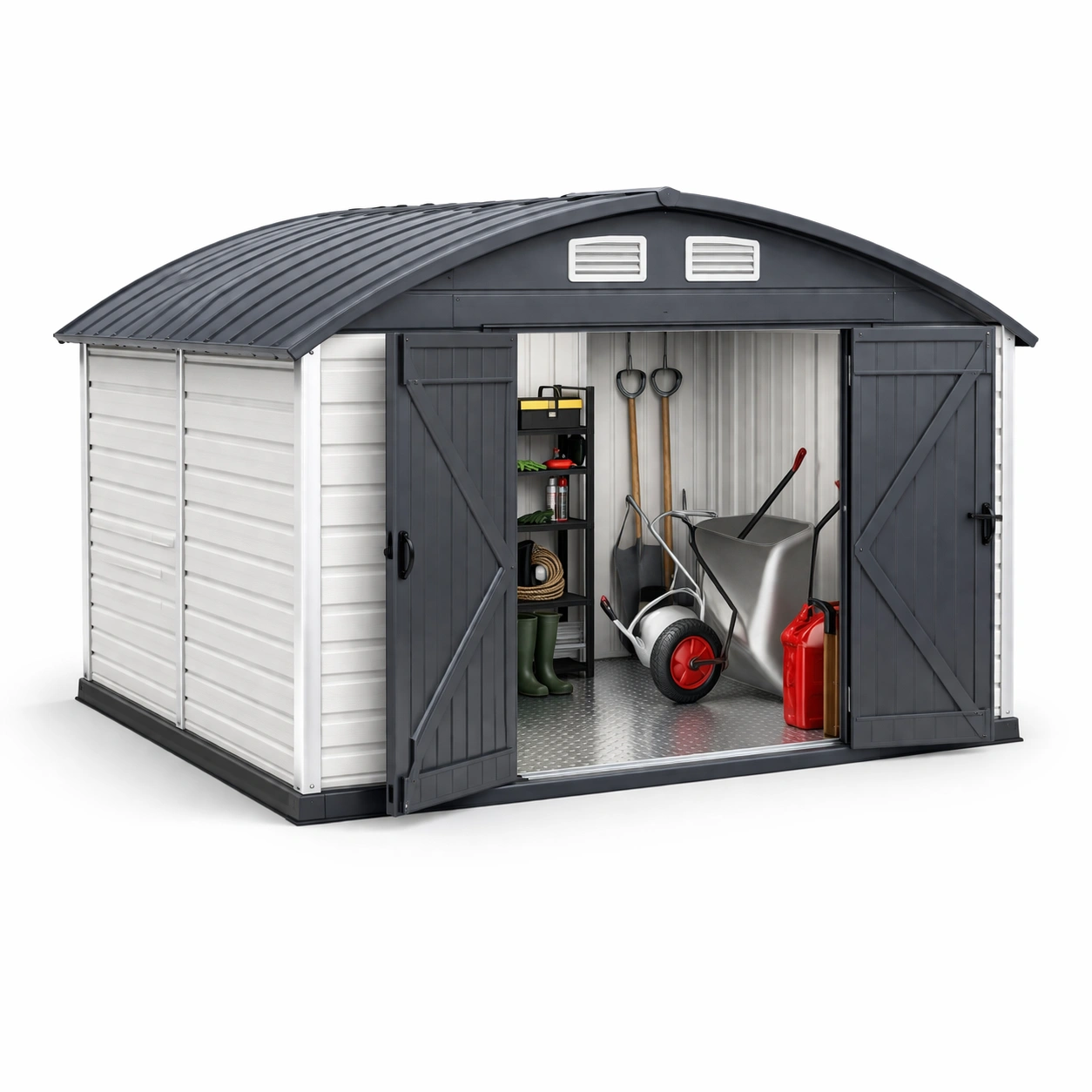 Gartengeraeteschuppen Metall Grau Gross