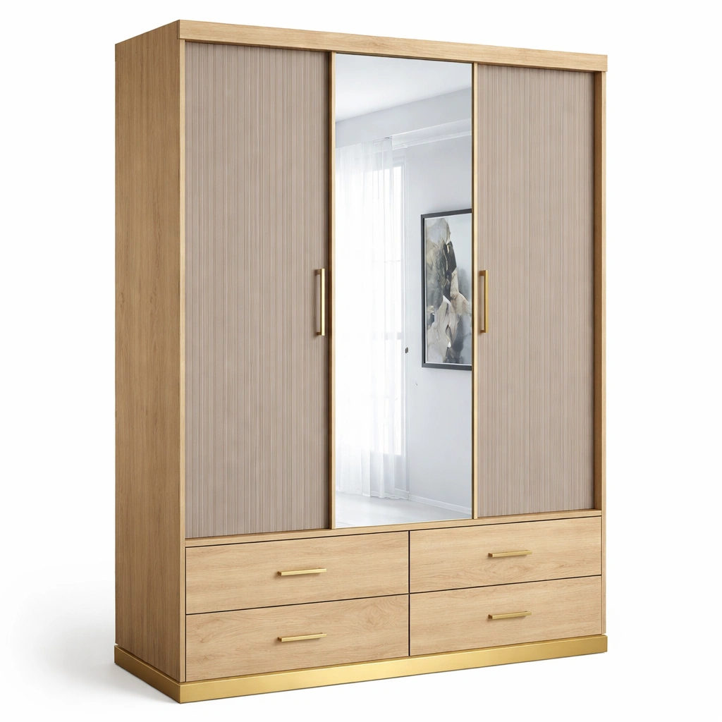 Kleiderschrank Schiebetueren Spiegel Holz Modern