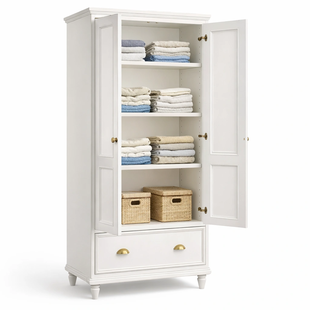 Schrank Holz Weiss Klassisch mit Tueren