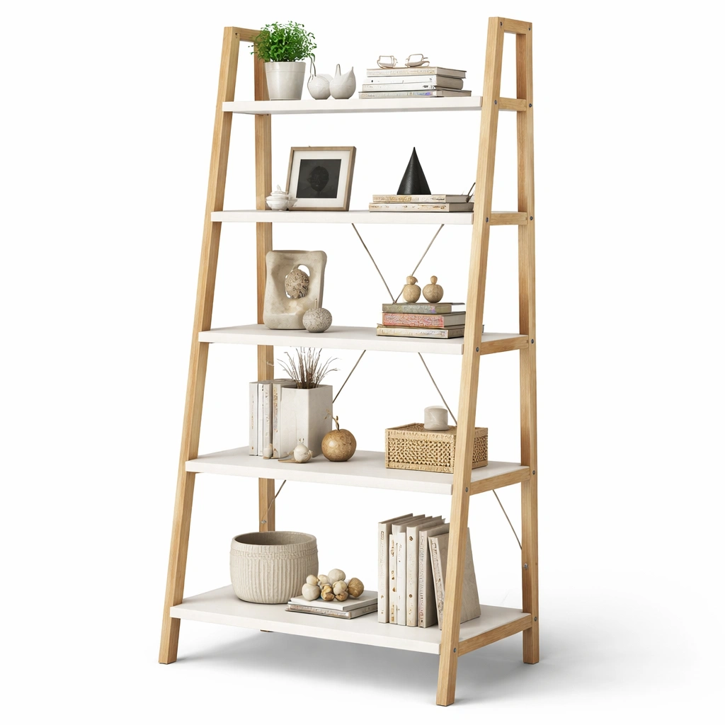 Standregal Holz Weiss Natur Modern