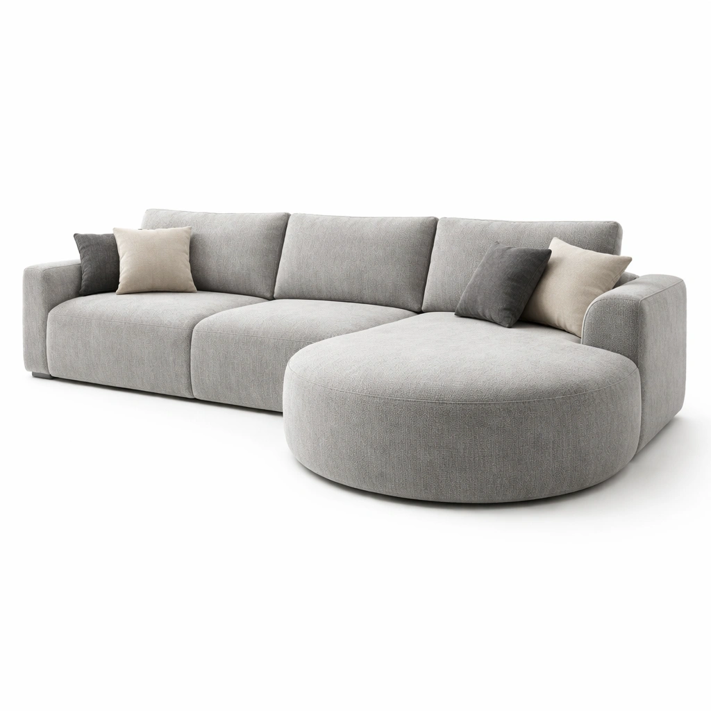 Ecksofa Stoff Grau Minimalistisch