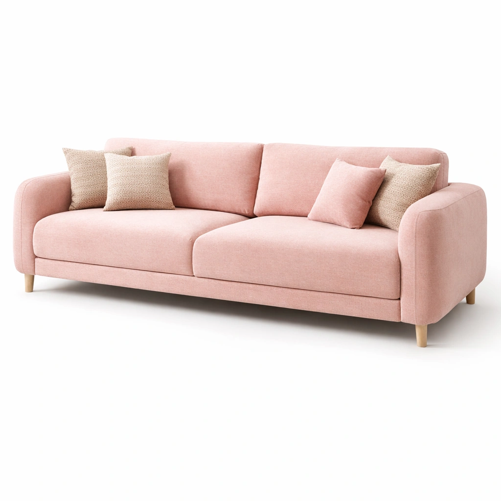 Sofa 3 Sitzer Stoff Rosa Modern