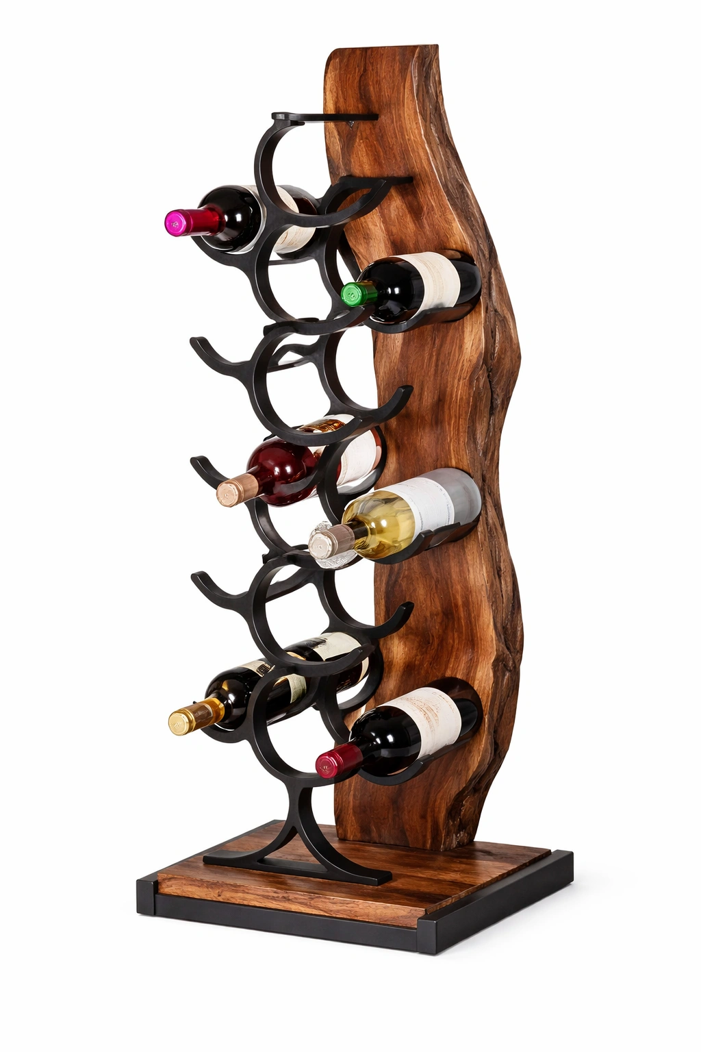 Weinregal Holz Metall Schwarz Modern