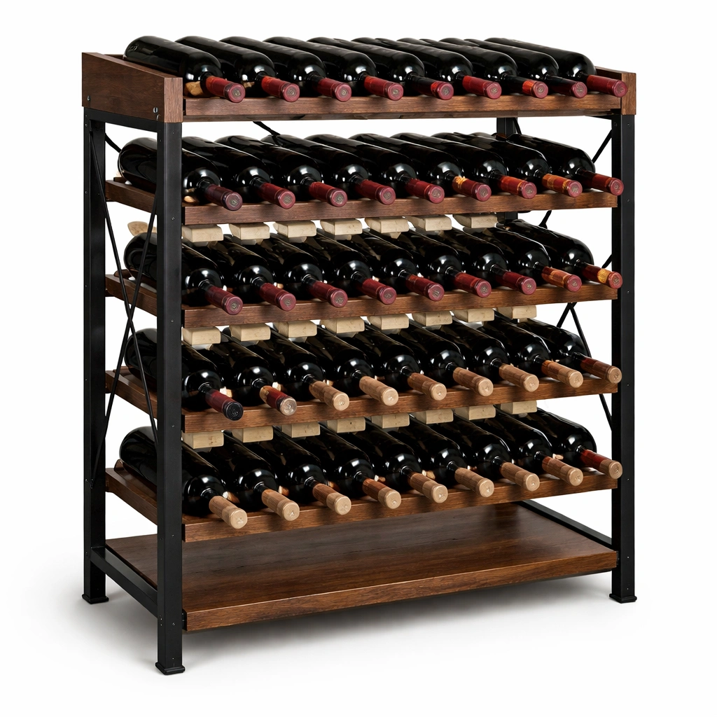 Weinregal Holz Metall Schwarz Gross