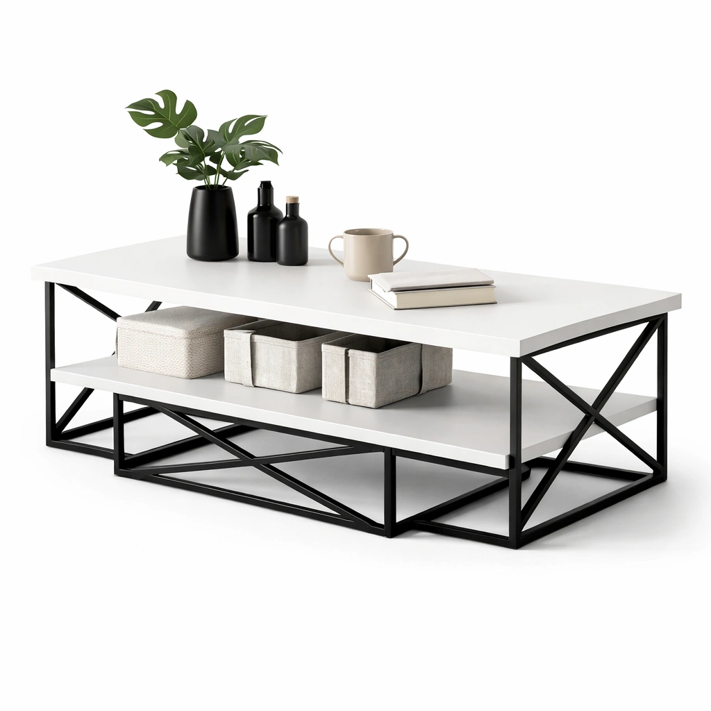 Couchtisch Rechteckig Weiss Metall Modern-cozirao